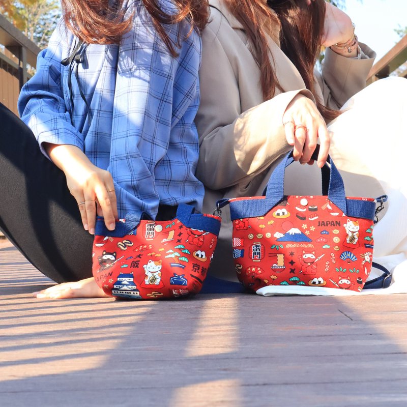 Japanese Ninja Cat Tote Bag (Red Ochre) - Handbags & Totes - Cotton & Hemp Red