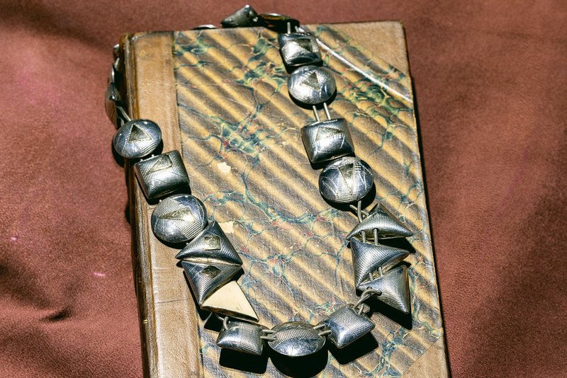 設計師款14K金鑲嵌幾何造型純銀項鍊 - 西洋古董首飾 - 項鍊 - 純銀 