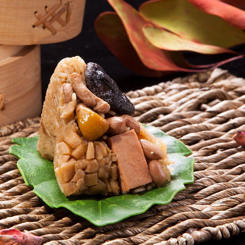 [Ai Bu Luo Suo x Zhuang Yuan Youfan] Vegan ham and mushroom rice dumplings gift box (5 pieces/40 pieces) - ธัญพืชและข้าว - อาหารสด 