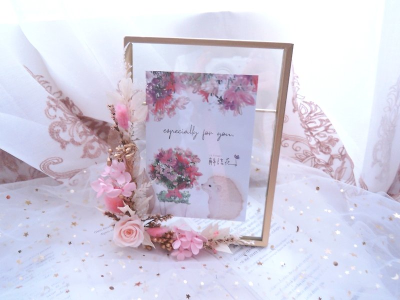 [romantic flower] wedding table decoration / photo frame / eternal flower / gift - กรอบรูป - พืช/ดอกไม้ สึชมพู