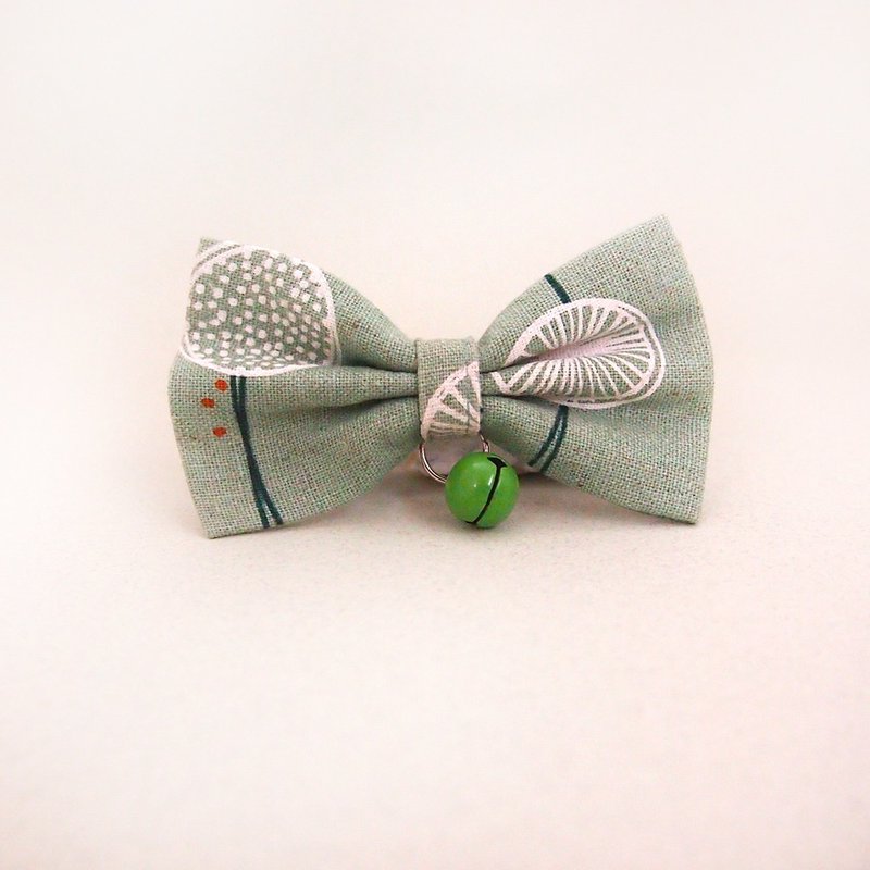 Dandelion bow pet decoration collar - ปลอกคอ - ผ้าฝ้าย/ผ้าลินิน สีเขียว