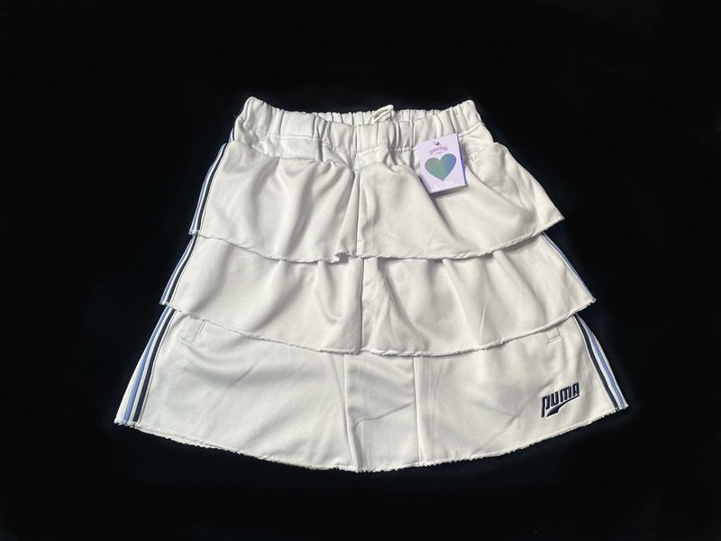 REGETHER Vintage modified PUMA sports cake skirt-03 - กระโปรง - เส้นใยสังเคราะห์ ขาว