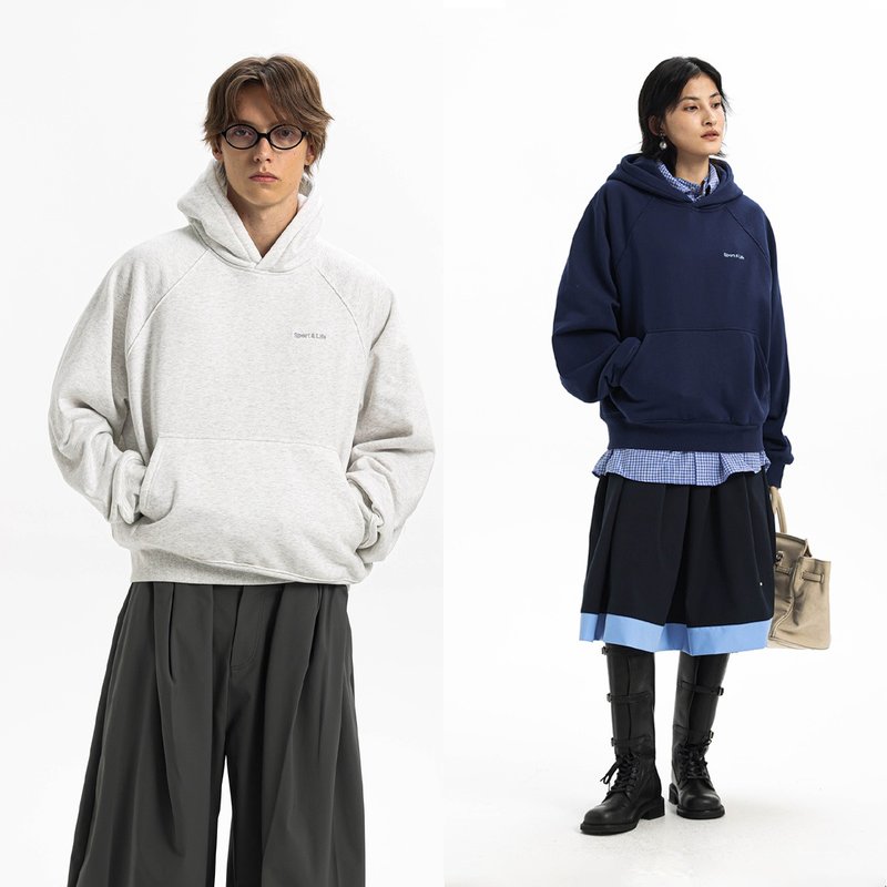 【500G重磅】Unvesno(UN)  SL系列Clean Fit短寬加絨連帽衛衣 - 帽T/大學T - 其他材質 