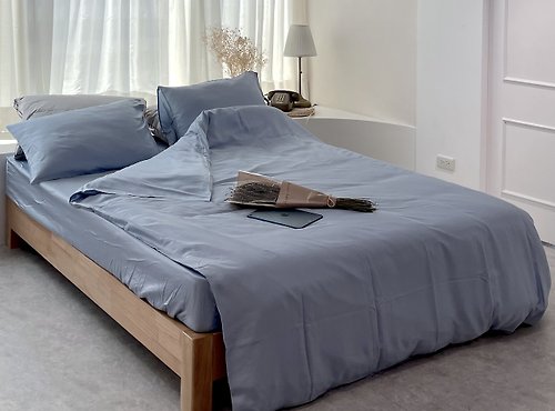 ROZZ ｜高級訂製家飾寢具 100%天絲簡約床包四件組—古埃及藍/寶寶藍/淺色床包