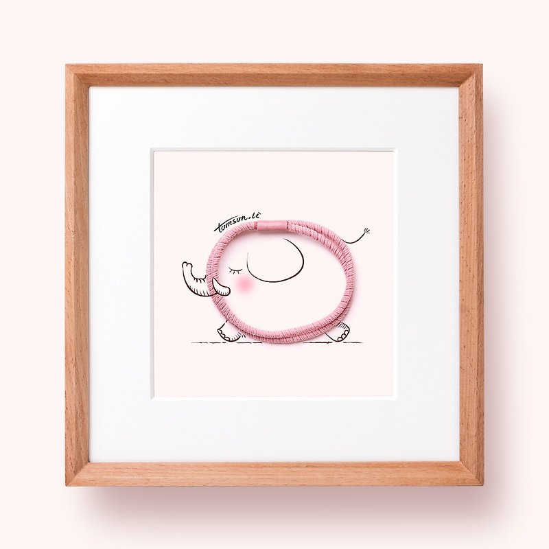 Elephant Rubber Band | Original Illustration This elephant must be very elastic decorative painting tenon and mortise solid wood picture frame