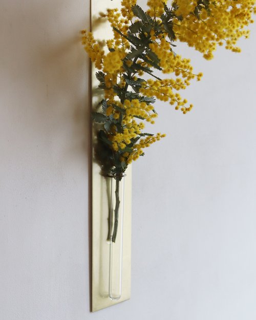 七世 和楽 花器 黄色 壁掛け花入 楽焼 木箱付き 七世 和楽 花器 黄色