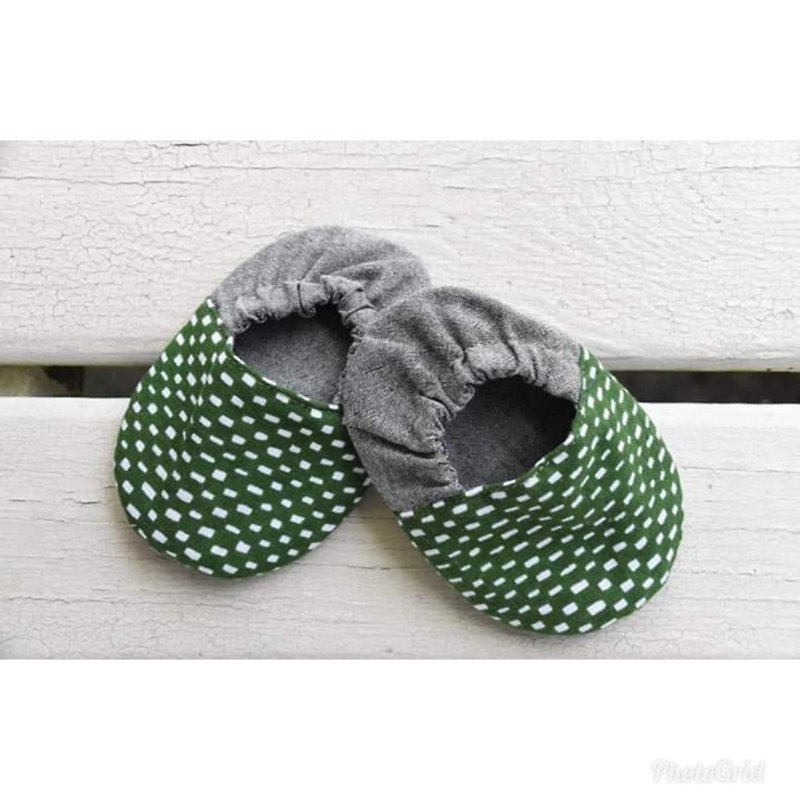 森林系  寶寶學布鞋 - 嬰兒鞋/學步鞋 - 棉．麻 綠色