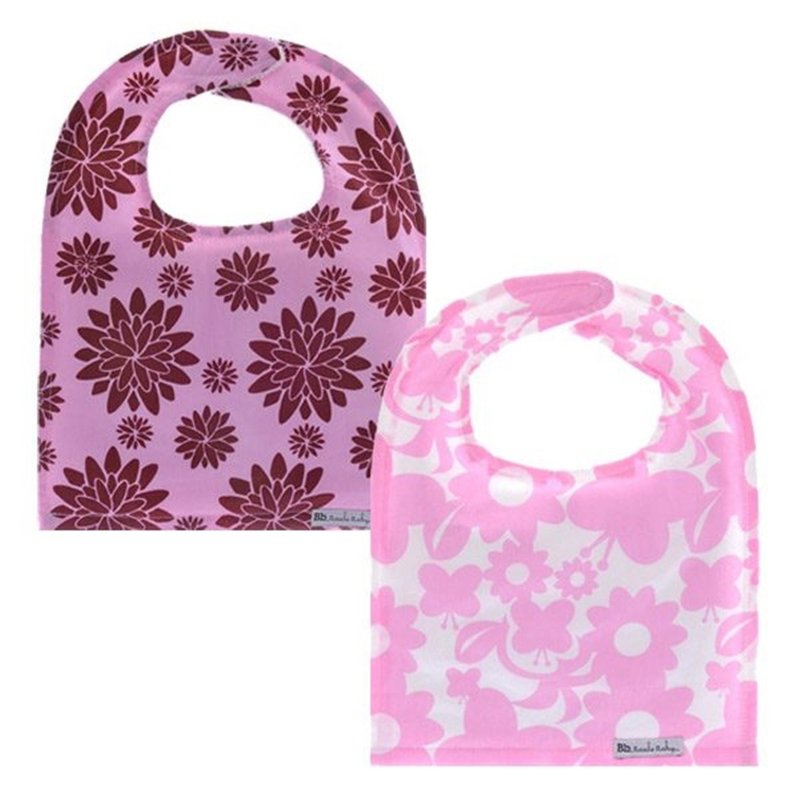 Cotton Fashion Big Bib Modern Flower+Pink Butterfly (2pcs) - ผ้ากันเปื้อน - ผ้าฝ้าย/ผ้าลินิน 