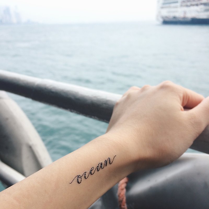 cottontatt "ocean" calligraphy temporary tattoo sticker - Temporary Tattoos - Other Materials Black