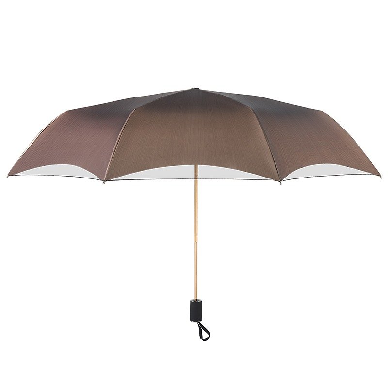 【德國kobold】抗UV零透光智能防曬歐根紗降溫雙層三折傘-香檳金 - 雨傘/雨衣 - 其他材質 