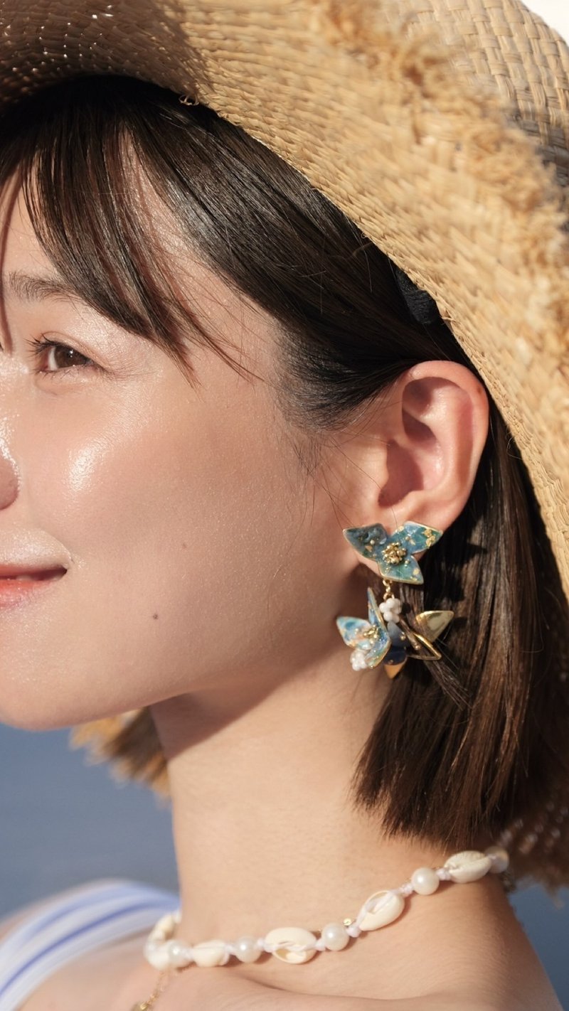 Febbi new summer style—Showa Romantic Ukiyoe handmade earrings - Earrings & Clip-ons - Enamel 