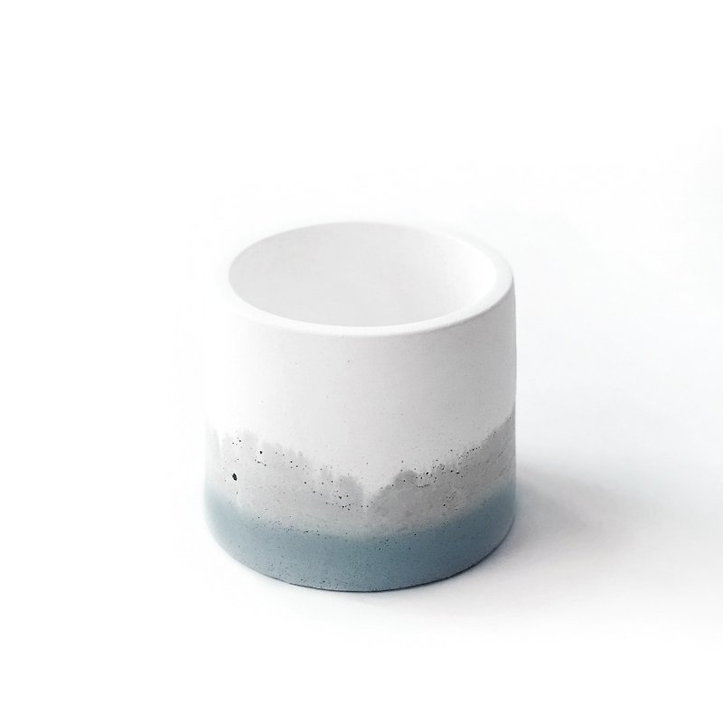 (預購) 莫蘭迪藍系列 | 圓形三色不規則水泥盆器 可搭配同色底盤 - 花瓶/陶器 - 水泥 藍色