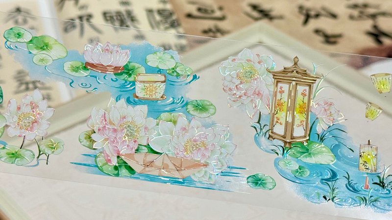 Summer Lotus Light PET Paper Tape Shell Light 10m Roll - มาสกิ้งเทป - วัสดุอื่นๆ 