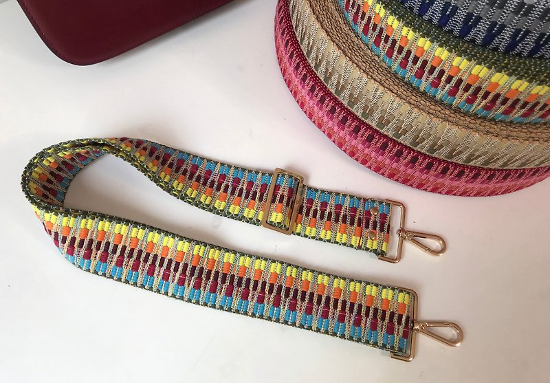 2-inch wide handmade straps, cotton woven straps, backpack straps can be adjusted and replaced - Messenger Bags & Sling Bags - Cotton & Hemp Multicolor