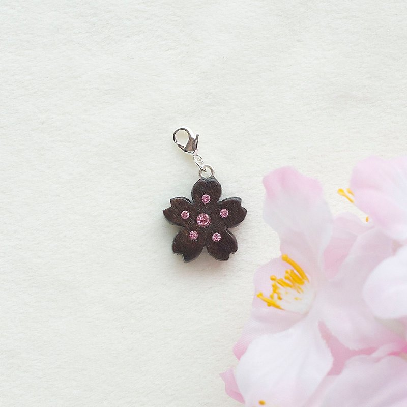 Handmade Wooden Charm Cherry Blossom Ornament Gift Customization - Charms - Wood Brown