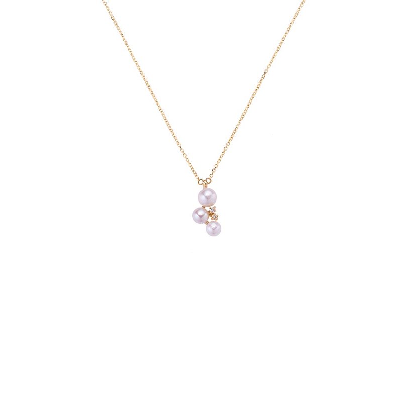 Daydream- Straight pearl and diamond necklace - Necklaces - Precious Metals 