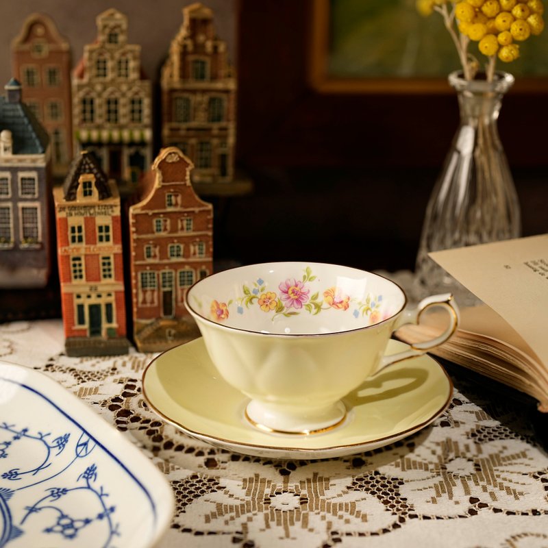 英國Springfield粉嫩黃綠Avon骨瓷茶杯組/咖啡杯 - 茶壺/茶杯/茶具 - 瓷 黃色