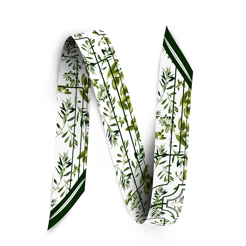 2個セットOLIVIA Twilly（他のデザインでも変更可能） - スカーフ - シルク・絹 グリーン