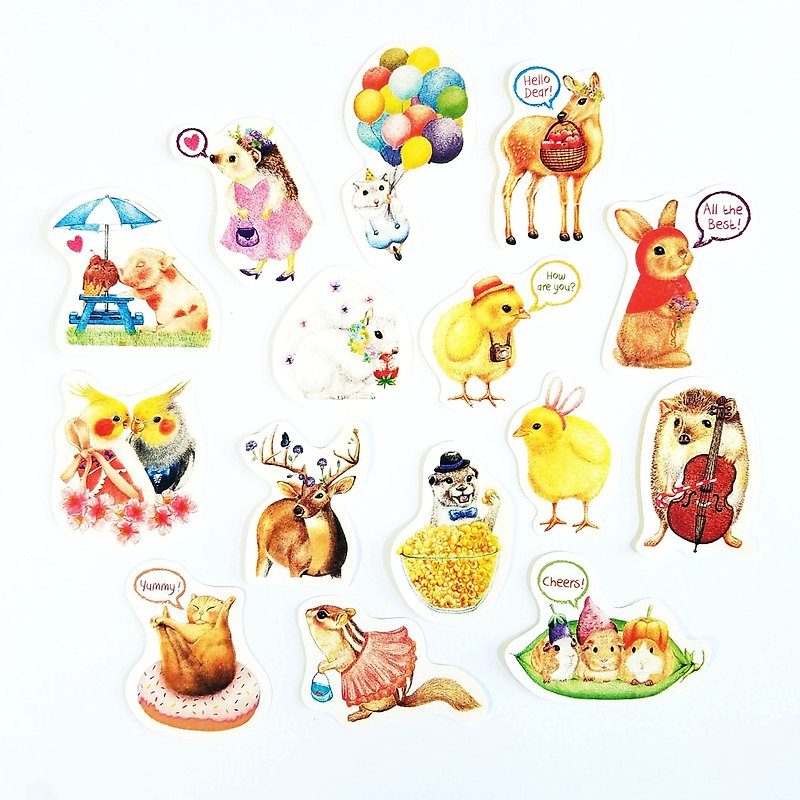 Small animal assorted sticker pack B - สติกเกอร์ - กระดาษ หลากหลายสี