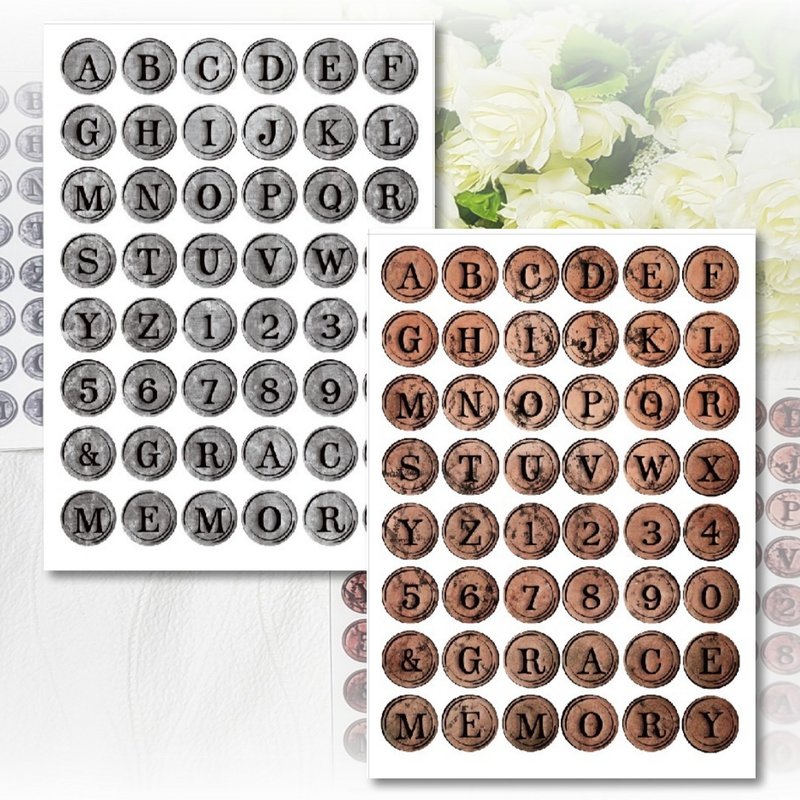 Retro typewriter English lettering stickers - White Printed PET (philip's store) - 貼紙 - 紙 多色
