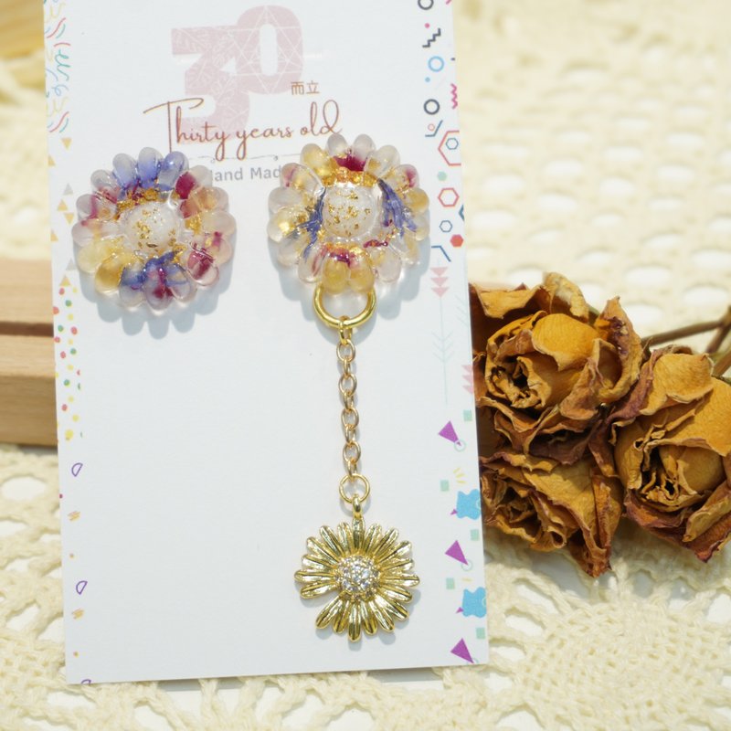 Aqua Sunflower Earrings - Earrings & Clip-ons - Plants & Flowers 