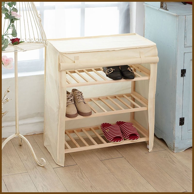 【ikloo】Wooden Large Capacity Dustproof Shoe Cabinet/Roller Shutter Shoe Cabinet - Wardrobes & Shoe Cabinets - Other Materials 
