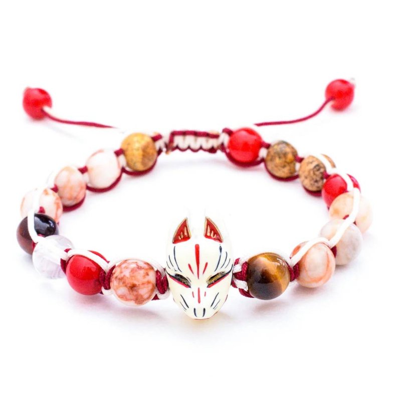 [Fiction and poetry. Fox married] wind knitting handmade Japanese Fox beaded bracelet natural stone surface of Bronze - Bracelets - Copper & Brass Red