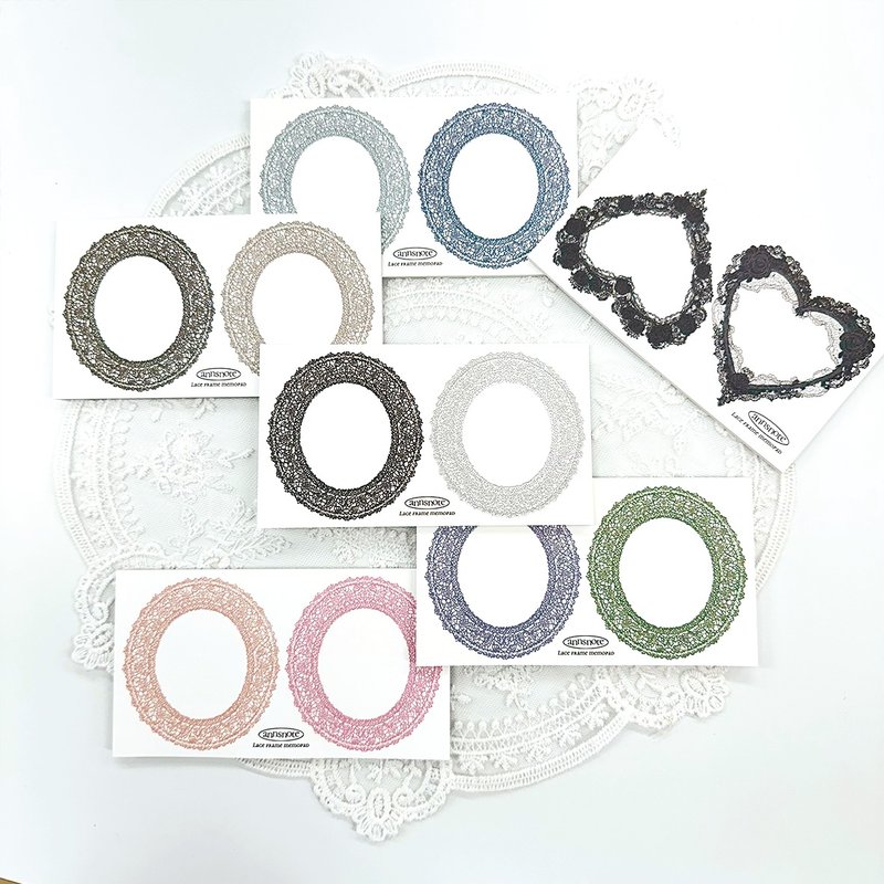 Lace frame Memo Pad 6 TypeS Mix (anns note) vintage collage - 便條紙/便利貼 - 紙 多色