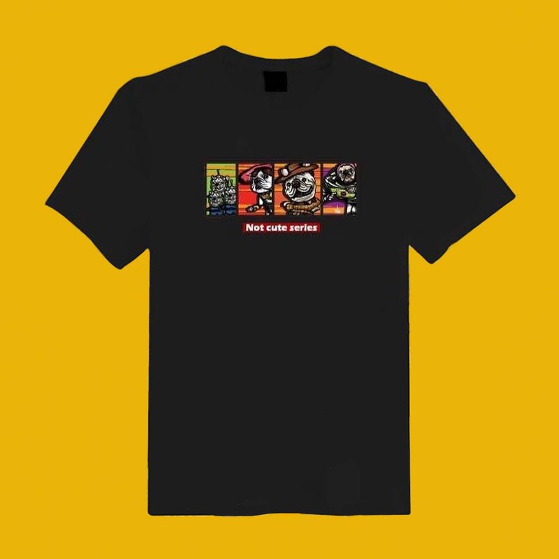 Woody Three Eyes Illustration Original Black T White T Short T Clothes T-shirt Couples Wear Children's Wear Mother and Son - Women's T-Shirts - Cotton & Hemp Multicolor