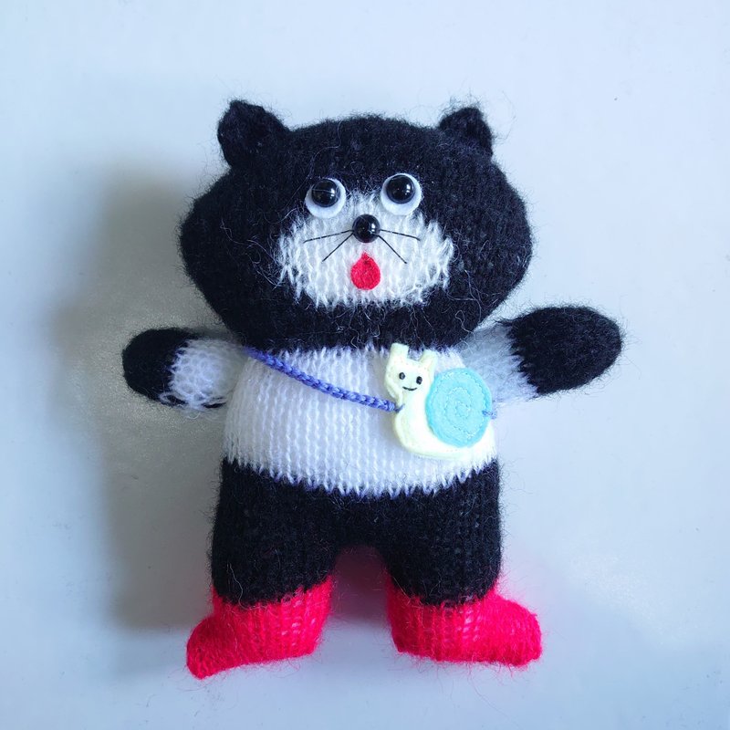 ぬいぐるみ　あみぐるみ 　ネコのナップ　ハンドメイド　一点物 - 公仔/玩偶 - 羊毛 黑色