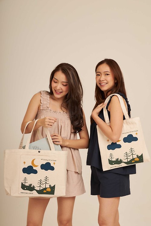 Something Simple ECO TOTE (forest) : 肩背帆布托特包