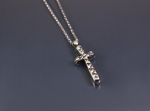 Maple jewelry design 質感系列-不規則雙面十字架925銀項鍊