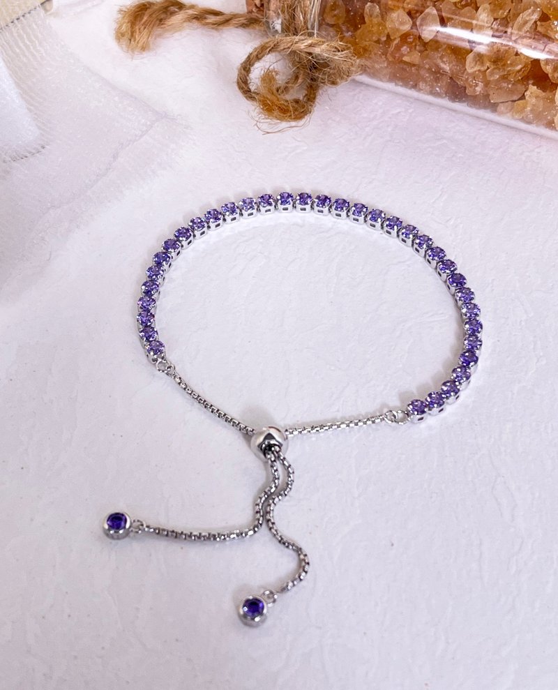 BOLO-Chain Amethyst 3MM Silver 25cm - สร้อยข้อมือ - เงินแท้ 