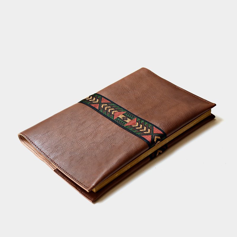 [Documents on the Mayan stele] Cowhide notebook cover, leather book cover, folk customs, ethnic style stationery, custom lettering as a gift, Father’s Day, Father’s Day - Notebooks & Journals - Genuine Leather Brown