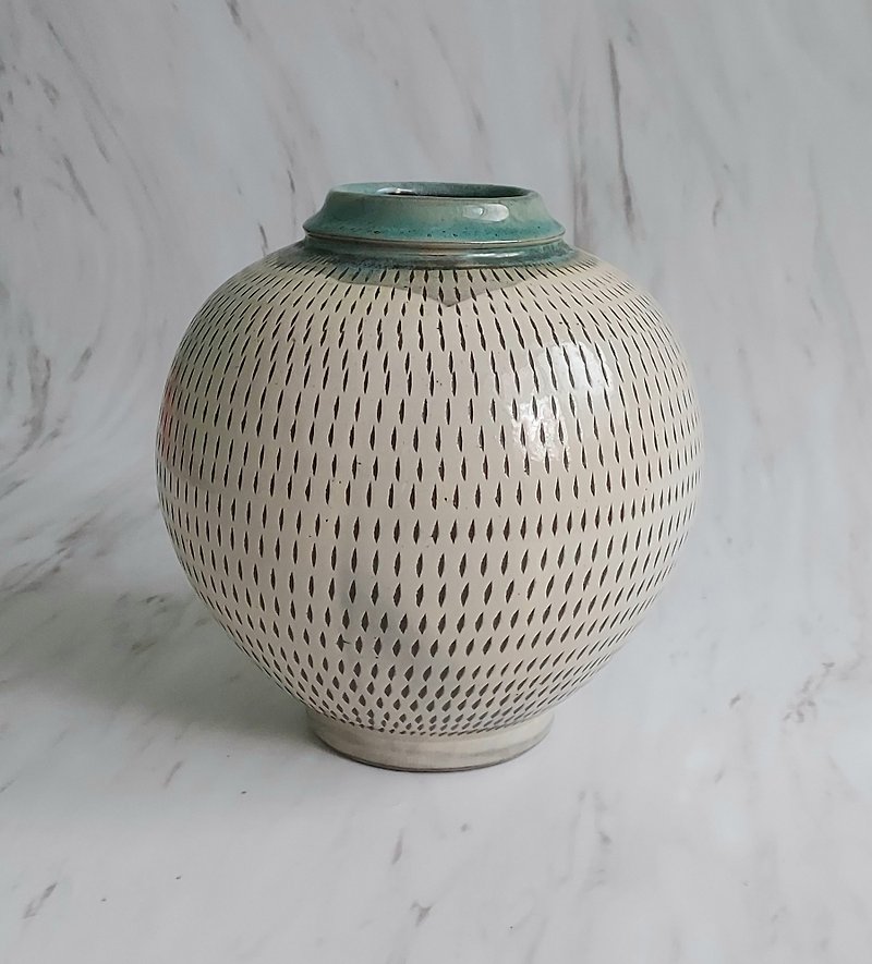 早 期 日 本 手 工 • 小 石 原 燒 • 球 形 冰 裂 紋 陶 瓷 - 花瓶/陶器 - 陶 