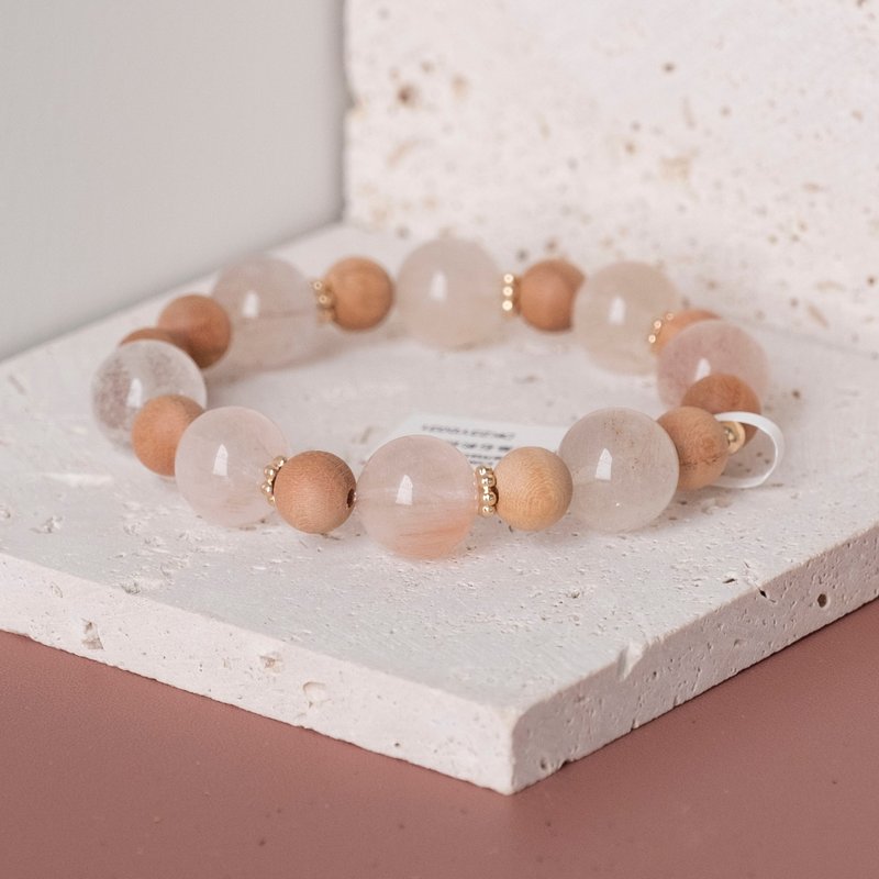 Rabbit Hair Rutilated Quartz/Genuine Gemstones Bracelet/Gift for Her - Bracelets - Crystal White