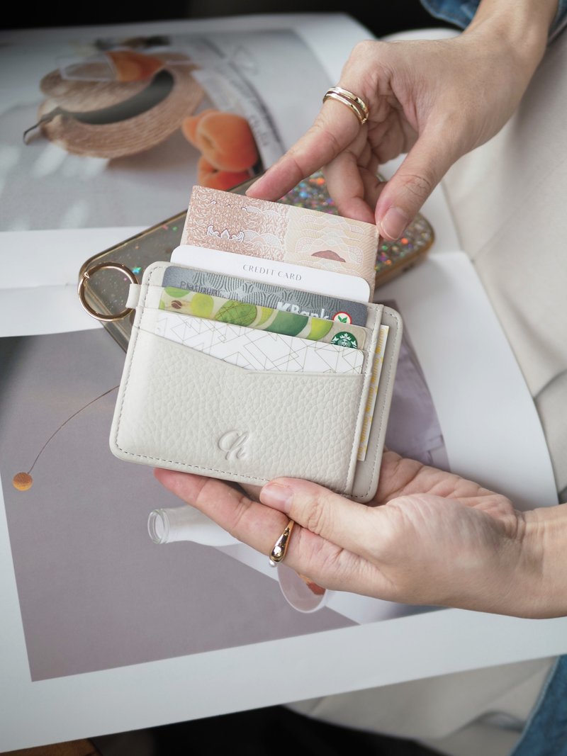 June (Sea salt) :  Multi-card holder, card case, Slim wallet, Cream-White - 手提包/手提袋 - 真皮 白色