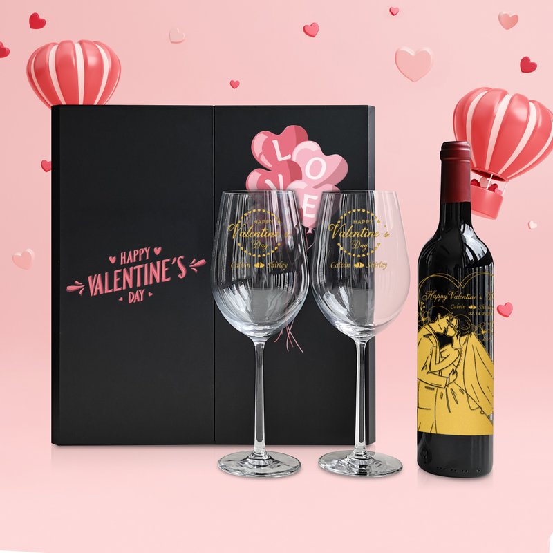 情人節精選|2人人像雕刻禮物 單支雙杯西班牙紅酒浪漫禮物 送女友 - 酒類/酒精飲品 - 玻璃 