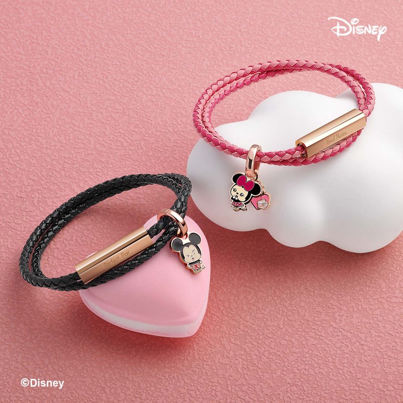 Disney Special Mickey & Minnie Customized Leather Bracelet (8 Colours) - Bracelets - Genuine Leather Blue