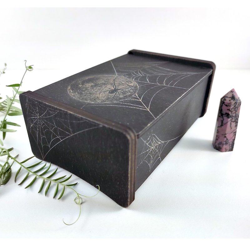 Tarot storage stash box, Wood box for crystal storage, Wooden jewellery box, Wit - 裝飾/擺設  - 木頭 