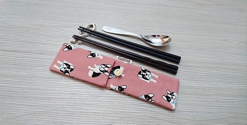 Green tableware storage bag chopsticks bag combination chopsticks A502 dog models - Chopsticks - Cotton & Hemp 