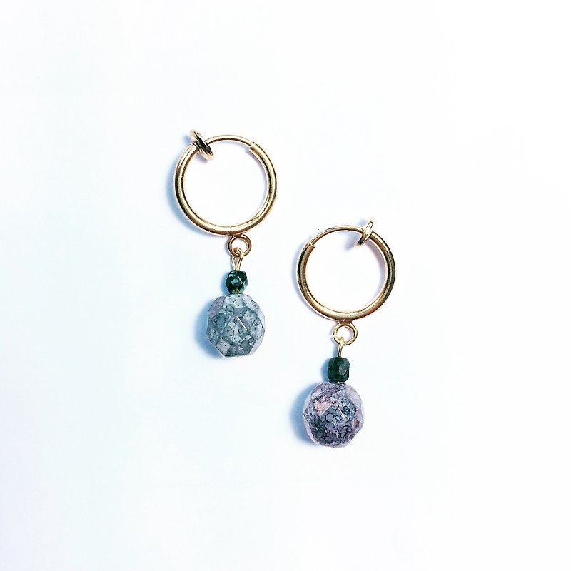 Seedless grape purple / blue purple needle clip earrings - ต่างหู - เครื่องเพชรพลอย สีม่วง