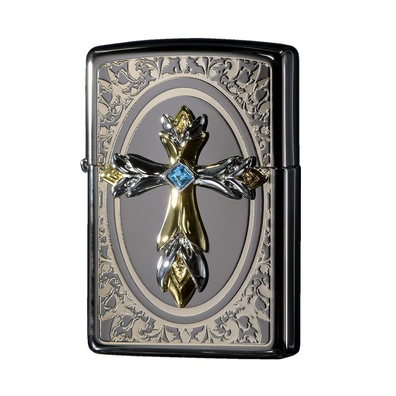 [ZIPPO Official Flagship Store] Crown Crystal Cross Windproof Lighter ZA-1-38A - อื่นๆ - วัสดุอื่นๆ สีดำ