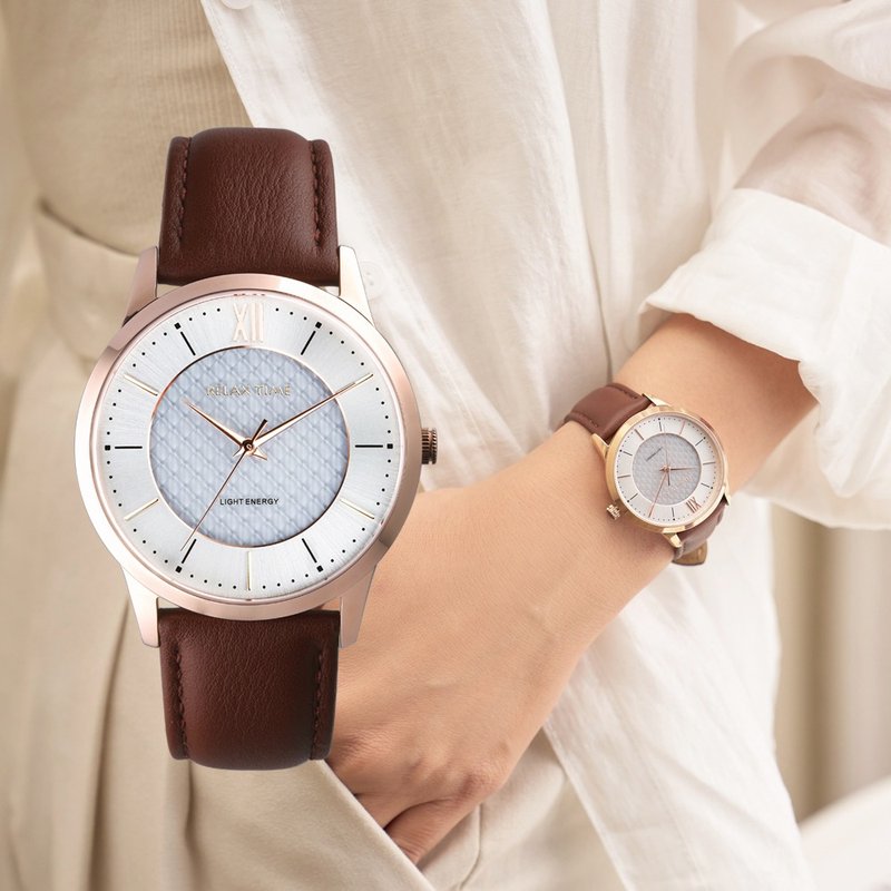 Relax time solar fashion women's watch- Rose Gold white (RT-108S-3L) 36mm - นาฬิกาผู้หญิง - สแตนเลส สีกากี