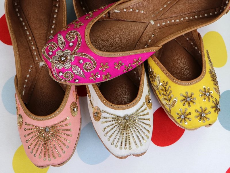 Indian vintage genuine leather handmade children's shoes - Other - Genuine Leather Multicolor