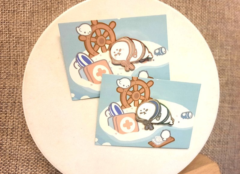 Won't Give Up 2 Shipwrecked Seal Pin - Brooches - Other Metals 