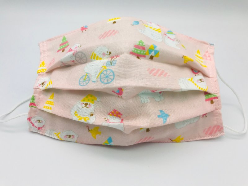 Play cloth hand-made. Japanese double yarn mask cover (foundation_bear friend) - Face Masks - Cotton & Hemp 