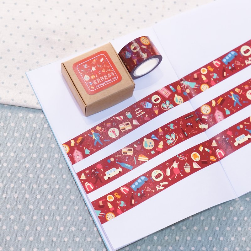 [Lonely Planet] Paper Tape-Party Patchwork - มาสกิ้งเทป - กระดาษ สีแดง