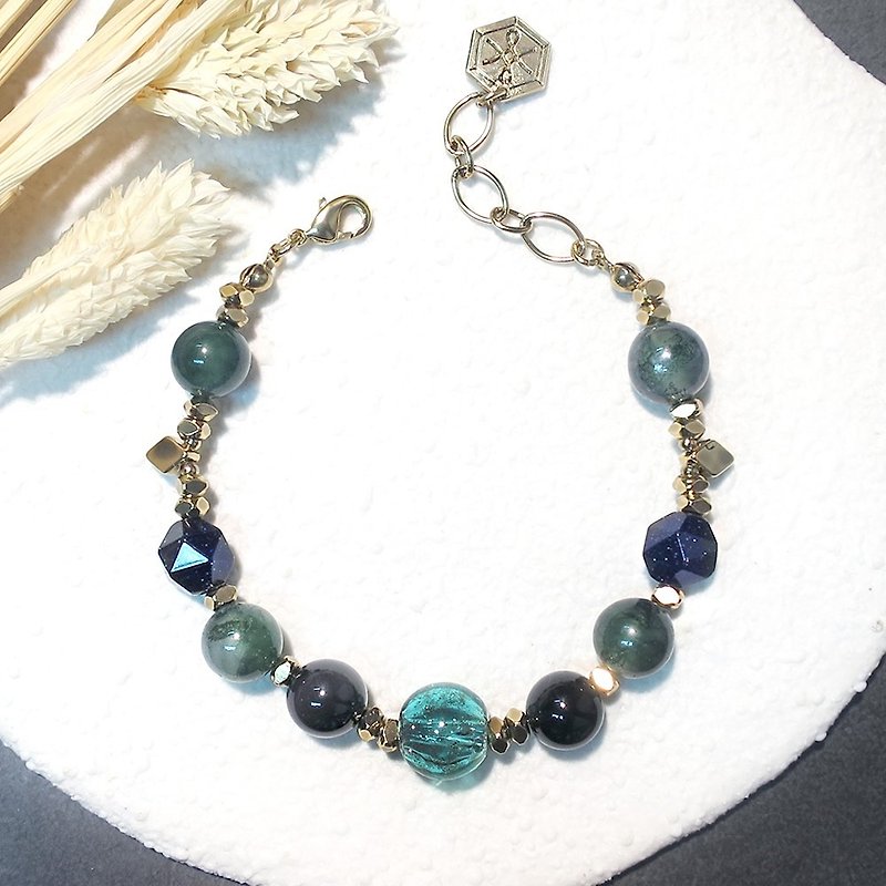 VIIART. Suixiang-confident. Fragrance Beads Vintage Retro gold vintage Bronze bracelet - Bracelets - Other Metals Blue