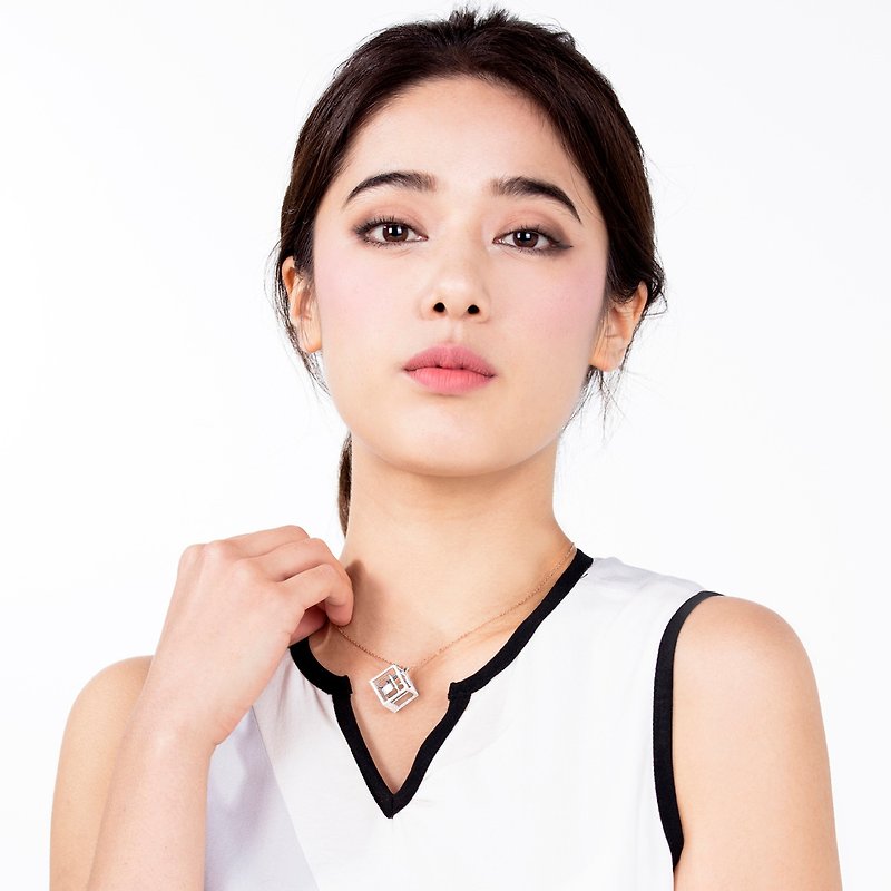 Spacing Cube Necklace (White)  | Sense of Space Collection - Necklaces - Plastic White